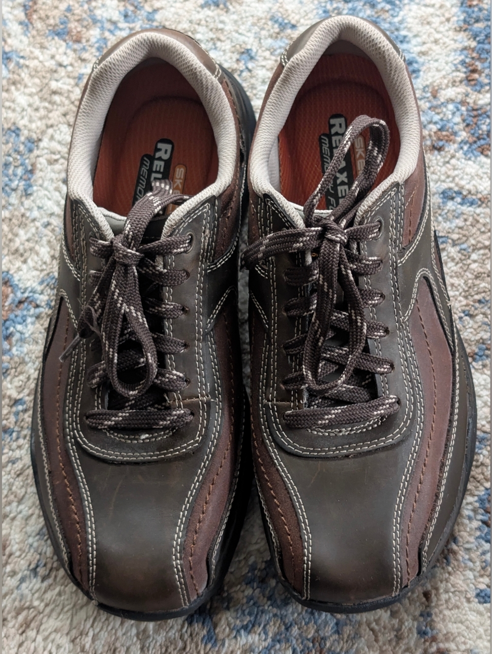 Skechers Relaxed Fit Memory Foam Leather Upper Casual Men's Lace Up Shoes